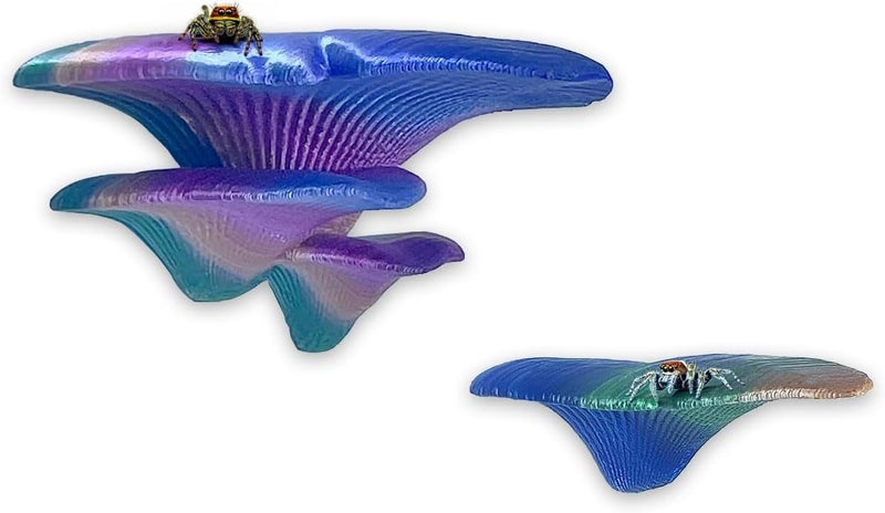 Daerky Jumping Spider Mushroom Shelf, Magnetically Concealed Jumping Spider Habitat,Serves As Enclosure Decorate Accessories for Spider Climbing Feeding and Platforms (Gradient) - Image 1